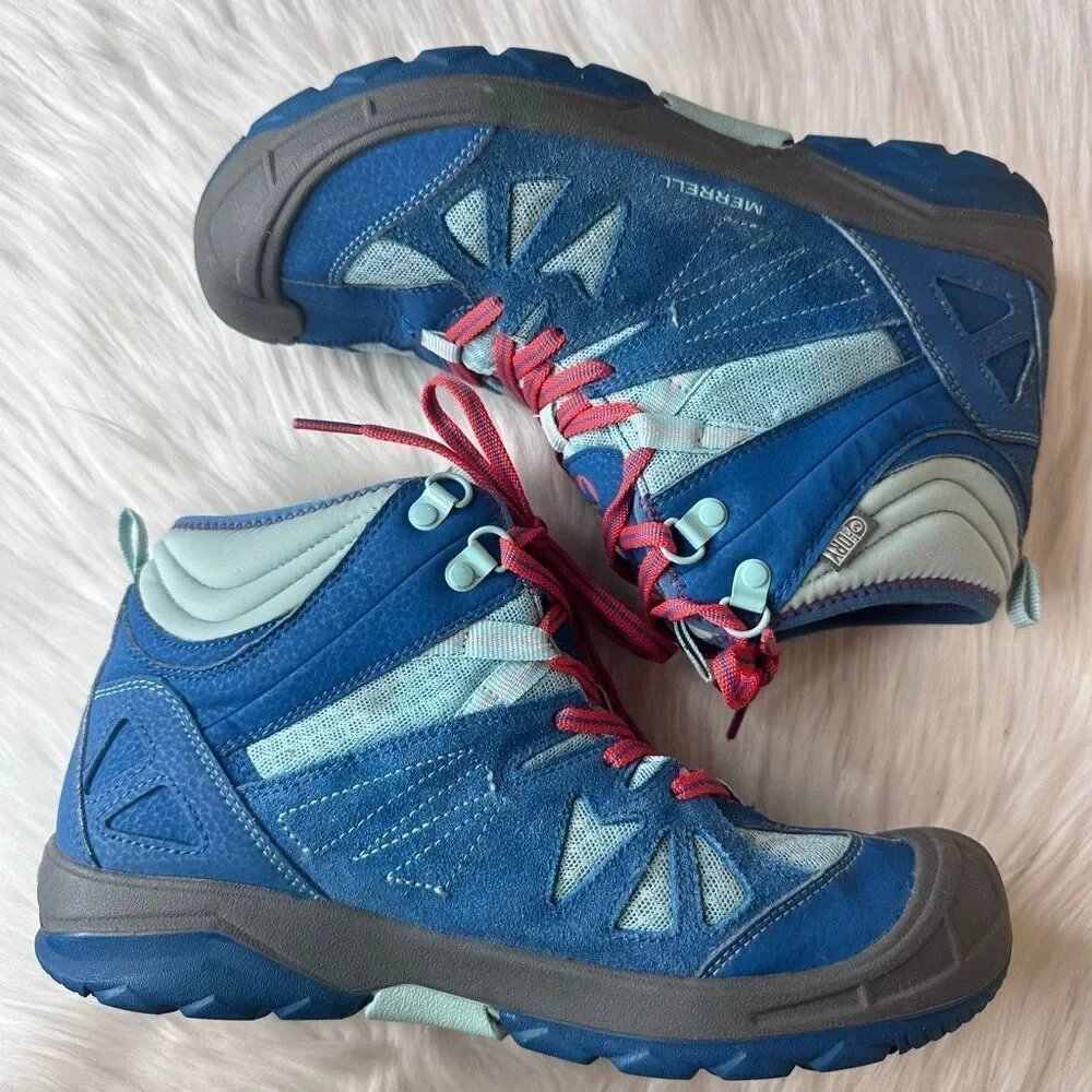 Merrell Waterproof Leather Capra Mid Hiking Boots Big Kid Size 6.5